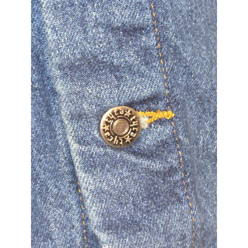 Vintage TYCA Denim Jacket USA Embossed Guitar Back IAMAW Union 90s Mens Large - Picture 5 of 9